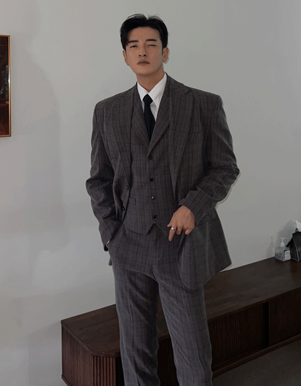 IP Wool Glen Check Single Suit