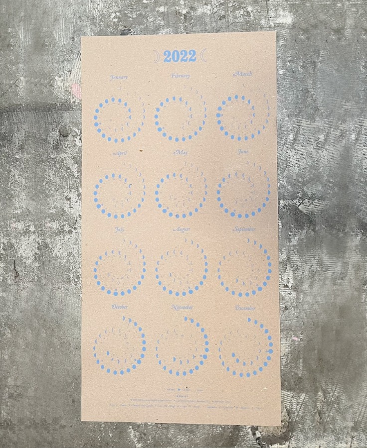 2022 Moon Calendar Natural recycled paper - Large