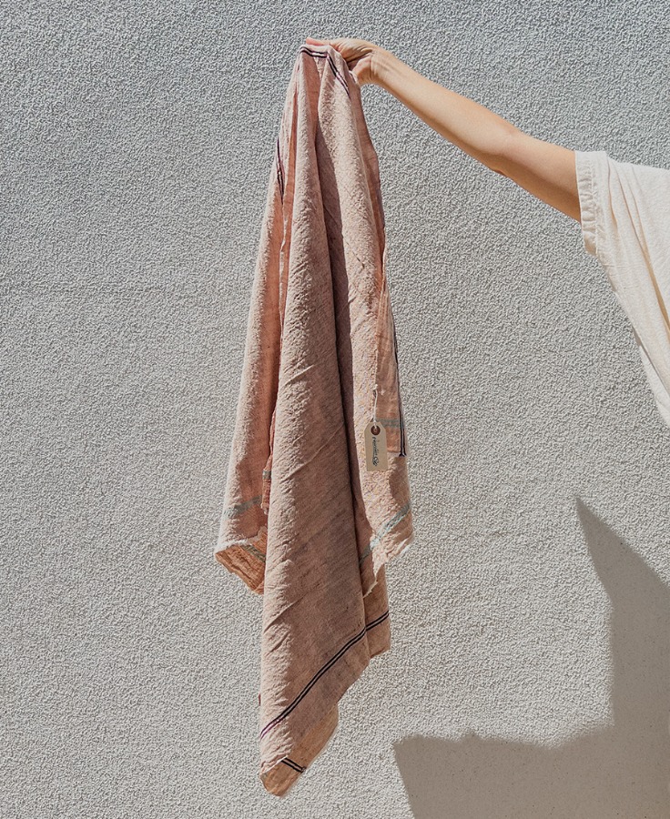 Khadi Chambray Textile 샴브레이 텍스타일 - Tan/Green