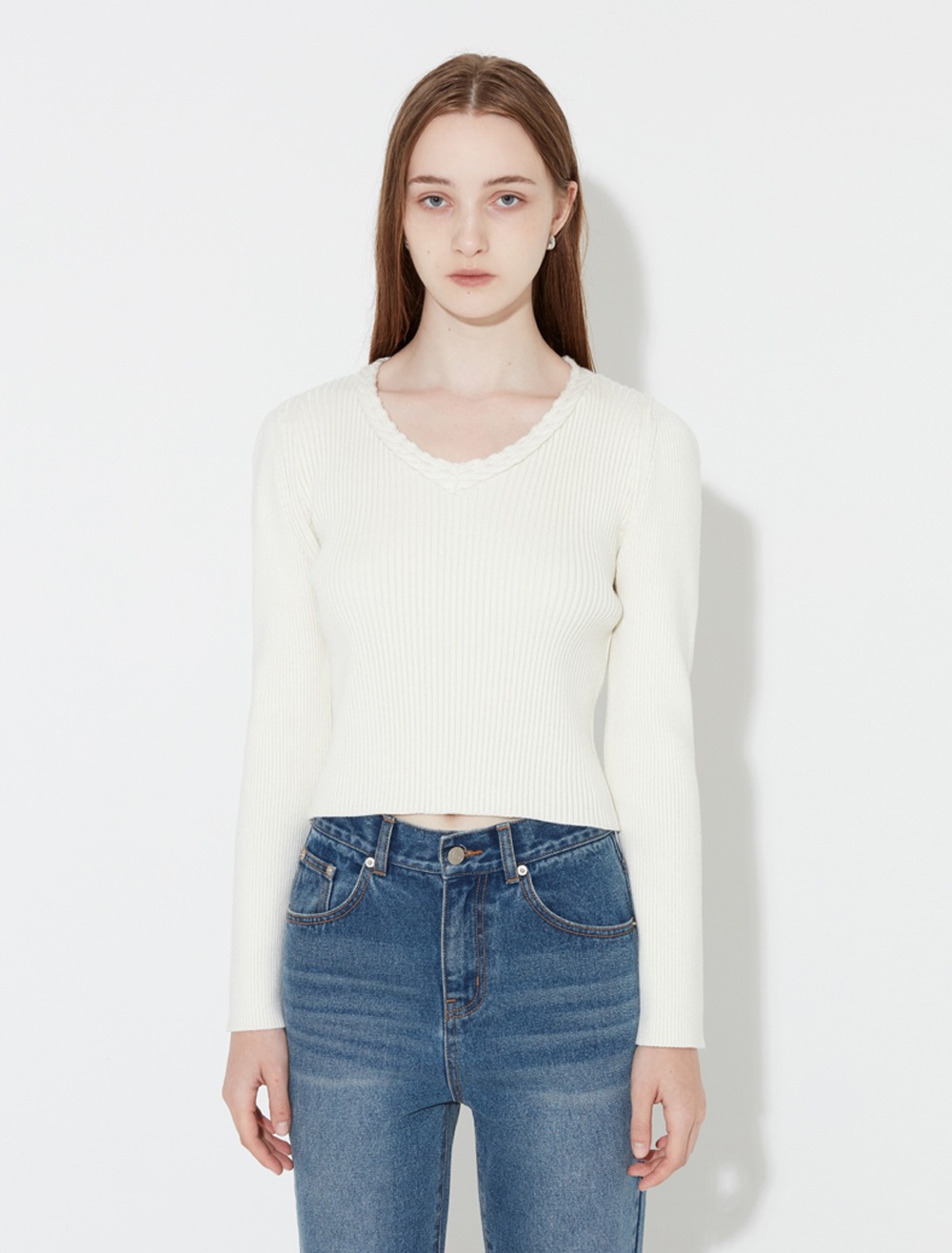 CABLE NECK KNIT [IVORY]