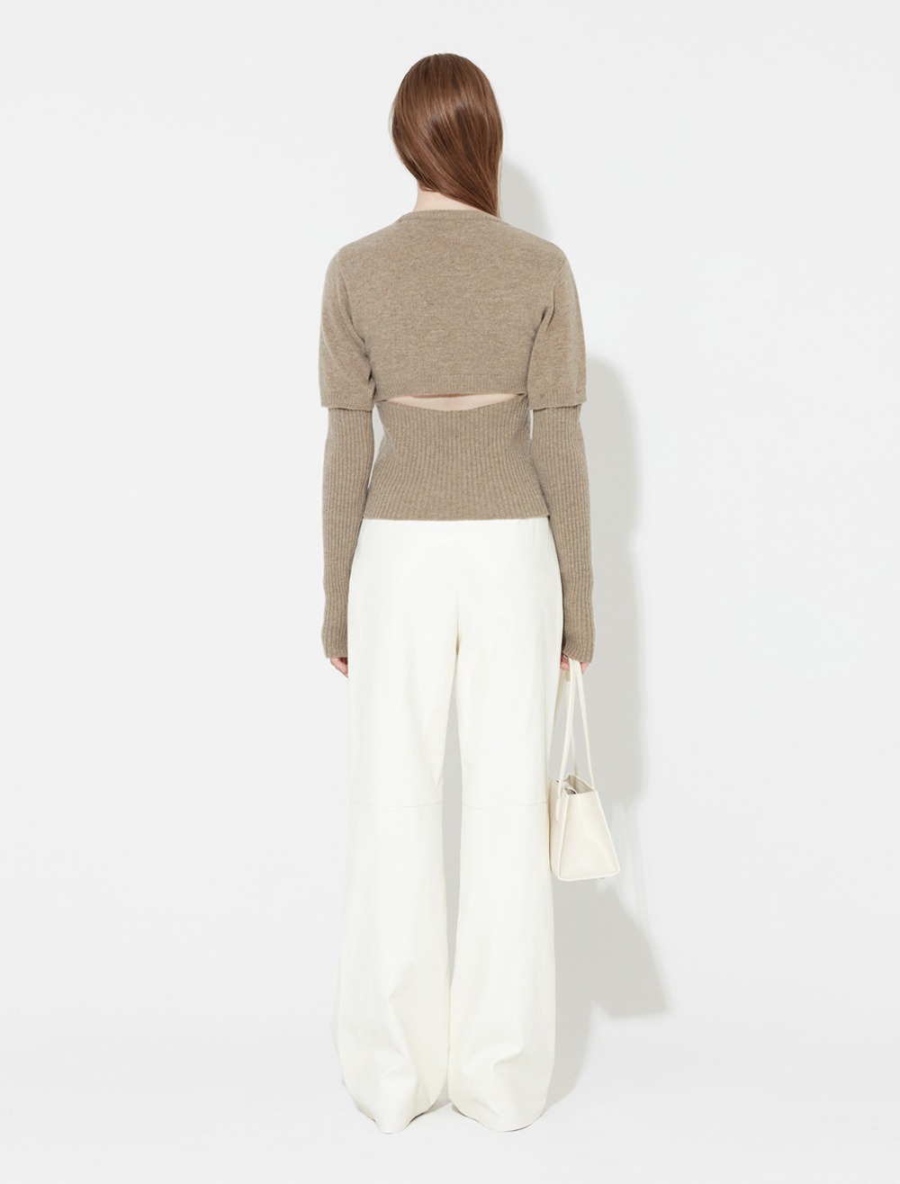 DETACHABLE SLEEVE KNIT [BROWN]