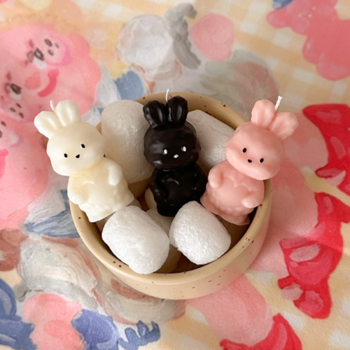 [동동캔들]뽀글 토끼 케이크 캔들 3color