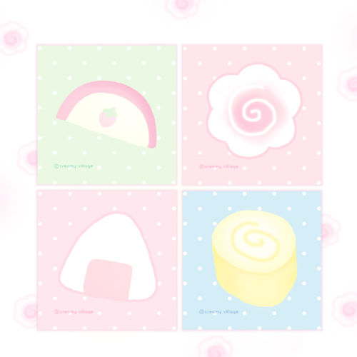 크리미마을 큐트 간식 팩 모조지 스티커