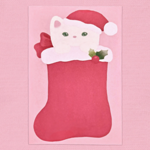 [딸기의마음]코지 크리스마스 양말 고양이 메모지