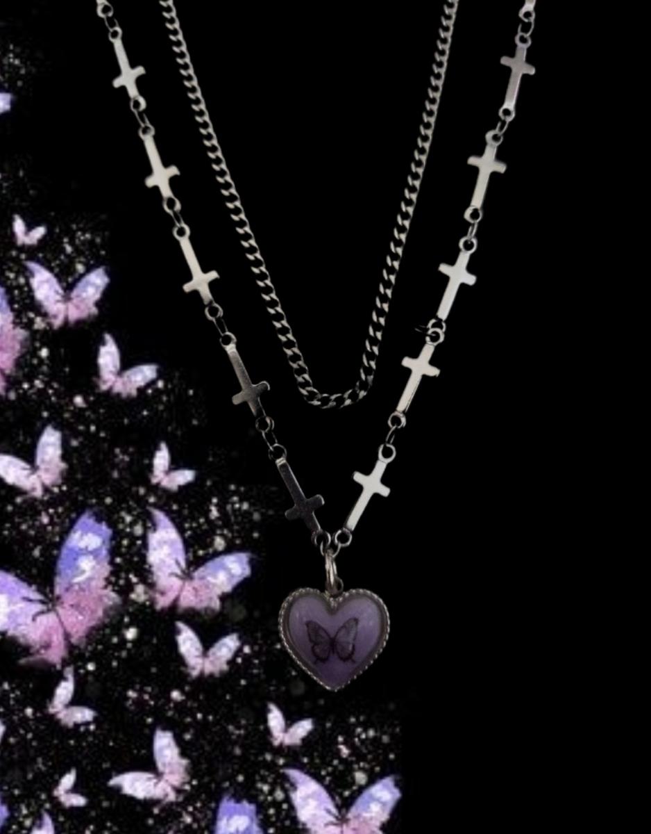 BUTTERFLY HEART PENDANT NECKLACE