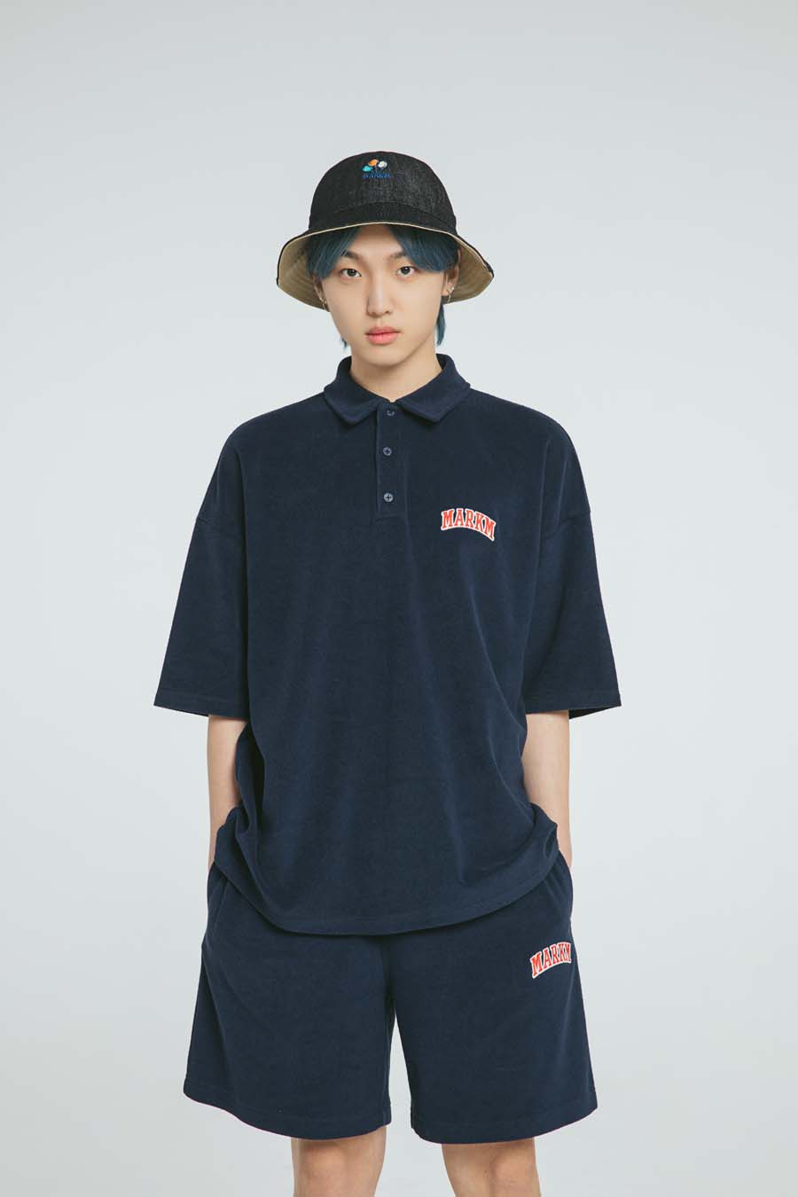 FRENCH TERRY POLO SHIRT NAVY