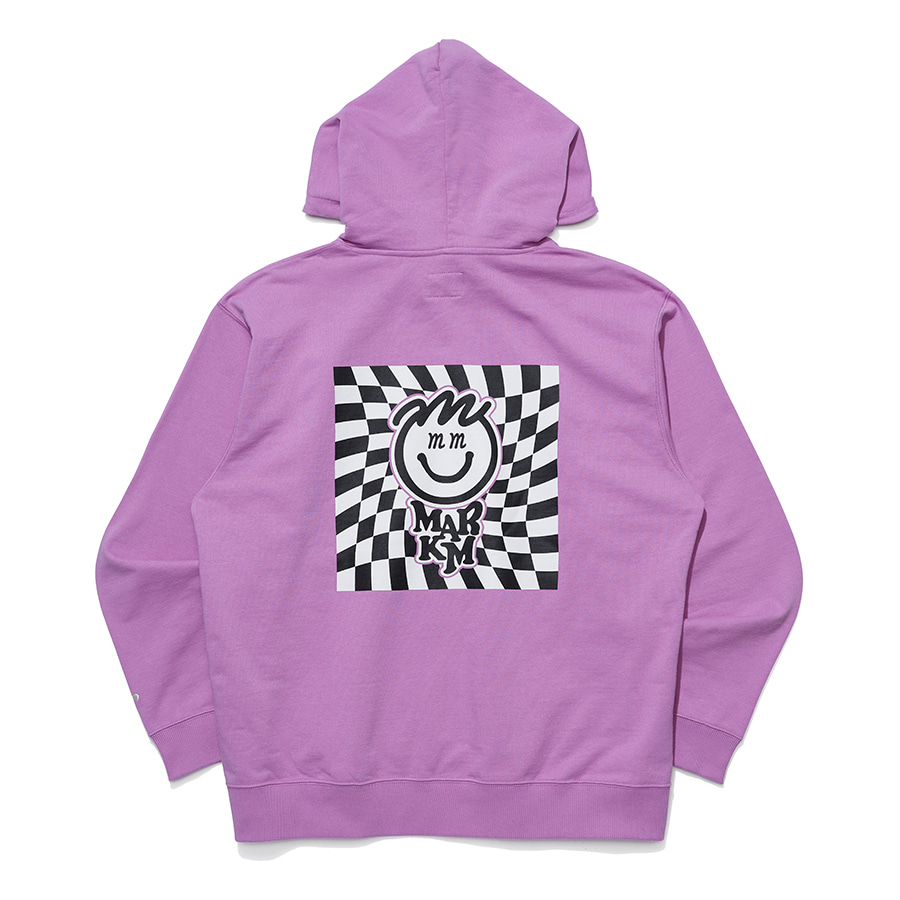 PATCHED CHECKERBOARD HOODIE PINK