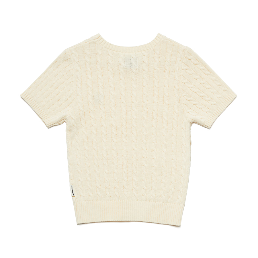 (W) CABLE SHORT SLEEVE KNIT IVORY