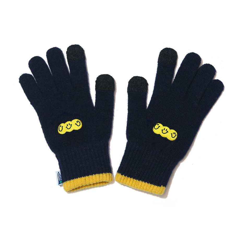 Smile Embroider Gloves Navy