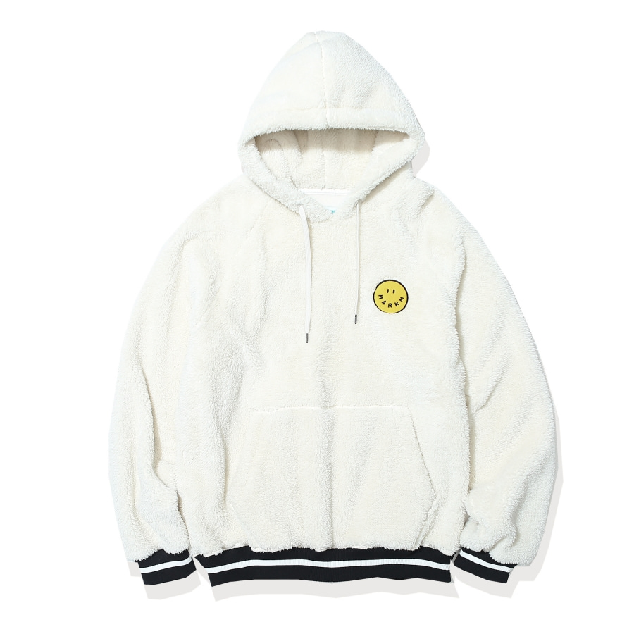 Smile Wappen Boucle Hoody Ivory