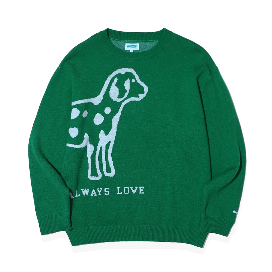 ALWAYS Love Dalmatian Jacquard Knit Green