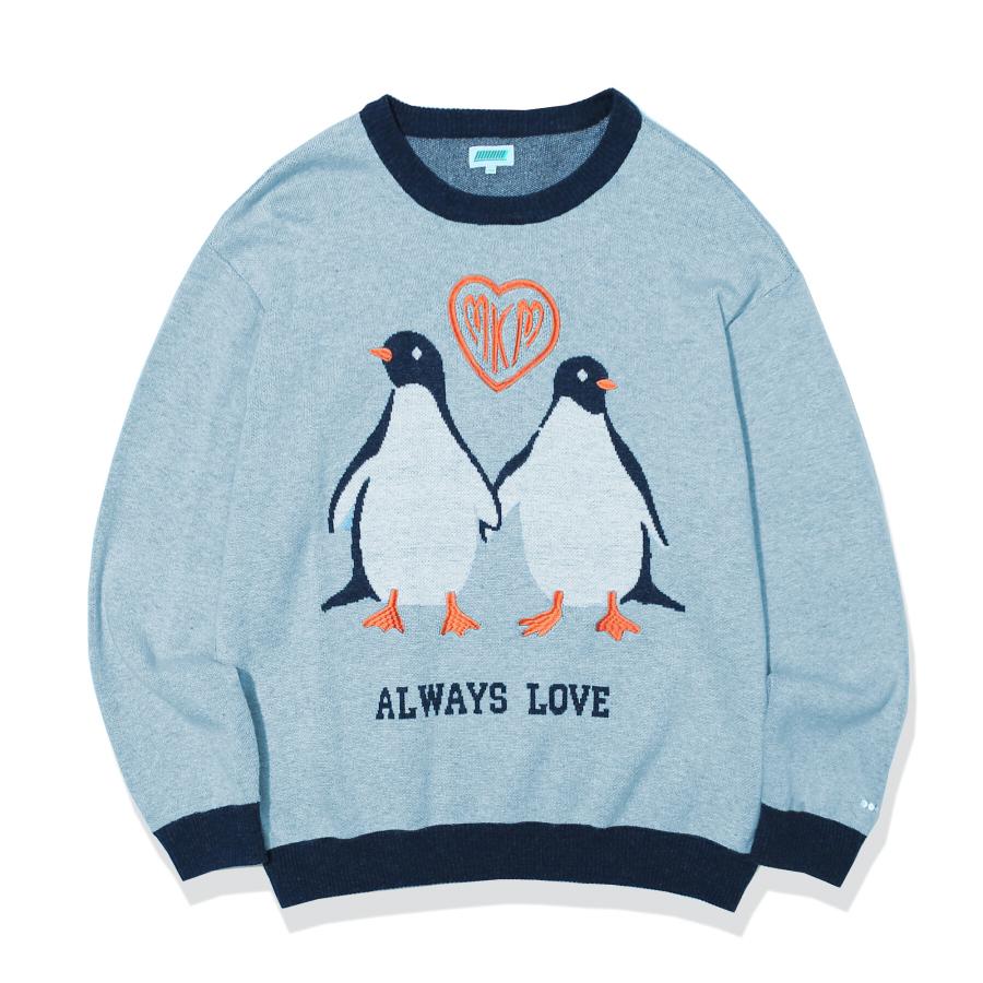 Always Love Penguin Couple Jacquard Knit Blue