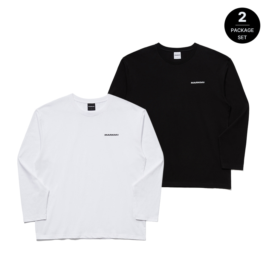 TWO PACK LONG SLEEVE T-SHIRT (WH+BK)