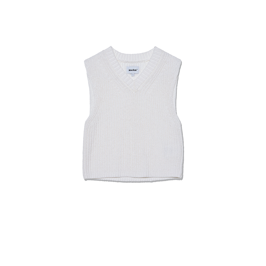 (W) V-NECK CROP KNIT VEST