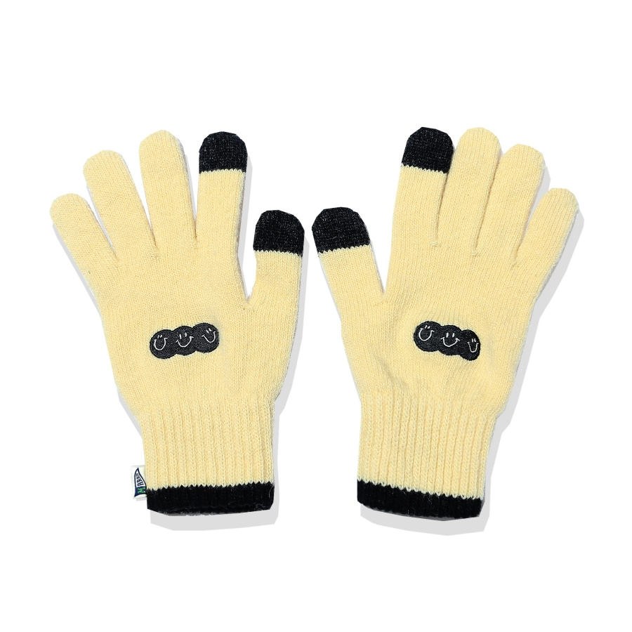 Smile Embroider Gloves Yellow