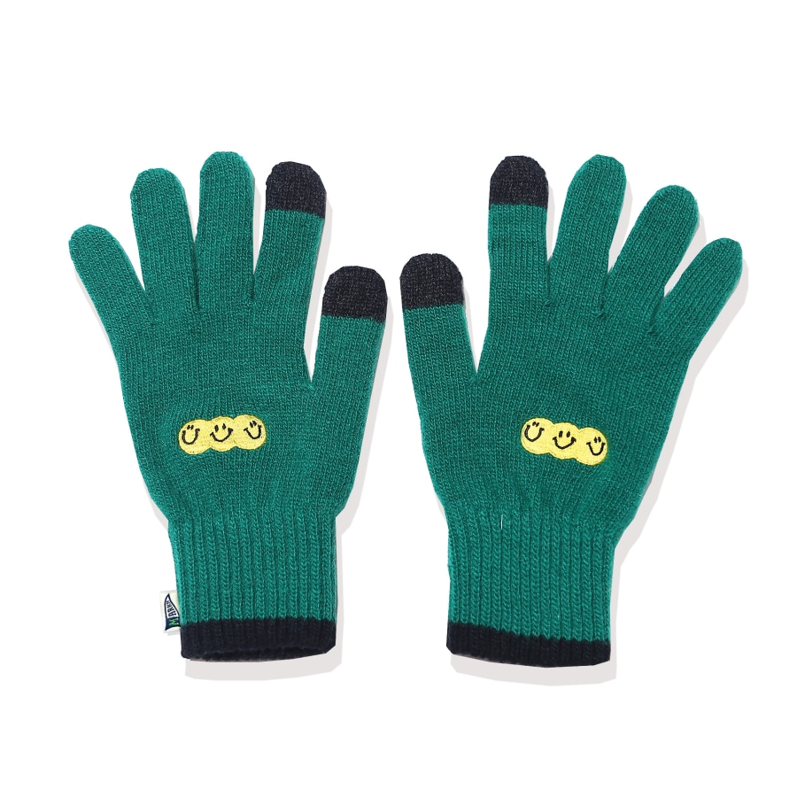 Smile Embroider Gloves Green