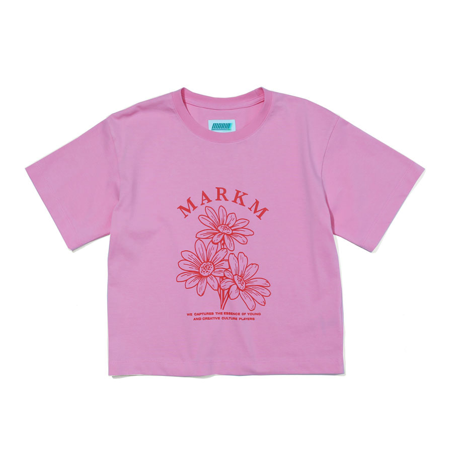 (W) FLOWER GRAPHIC T-SHIRTS PINK