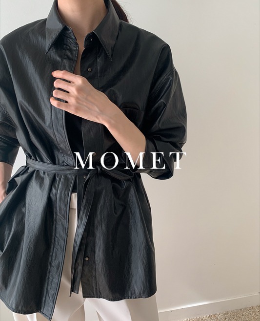 MOMET 포엠 레더 셔츠(블랙)