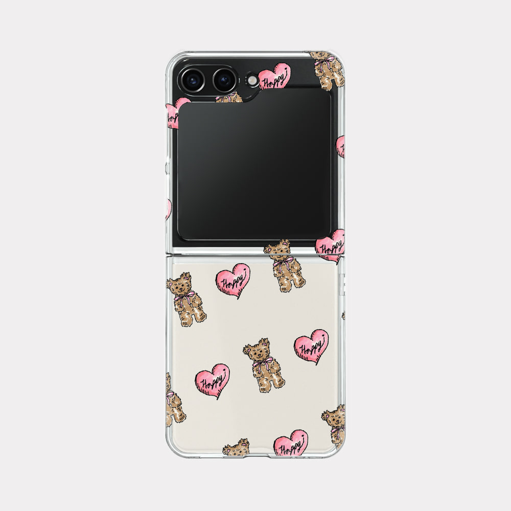 heart teddy pattern design [zflip clear hard phone case]