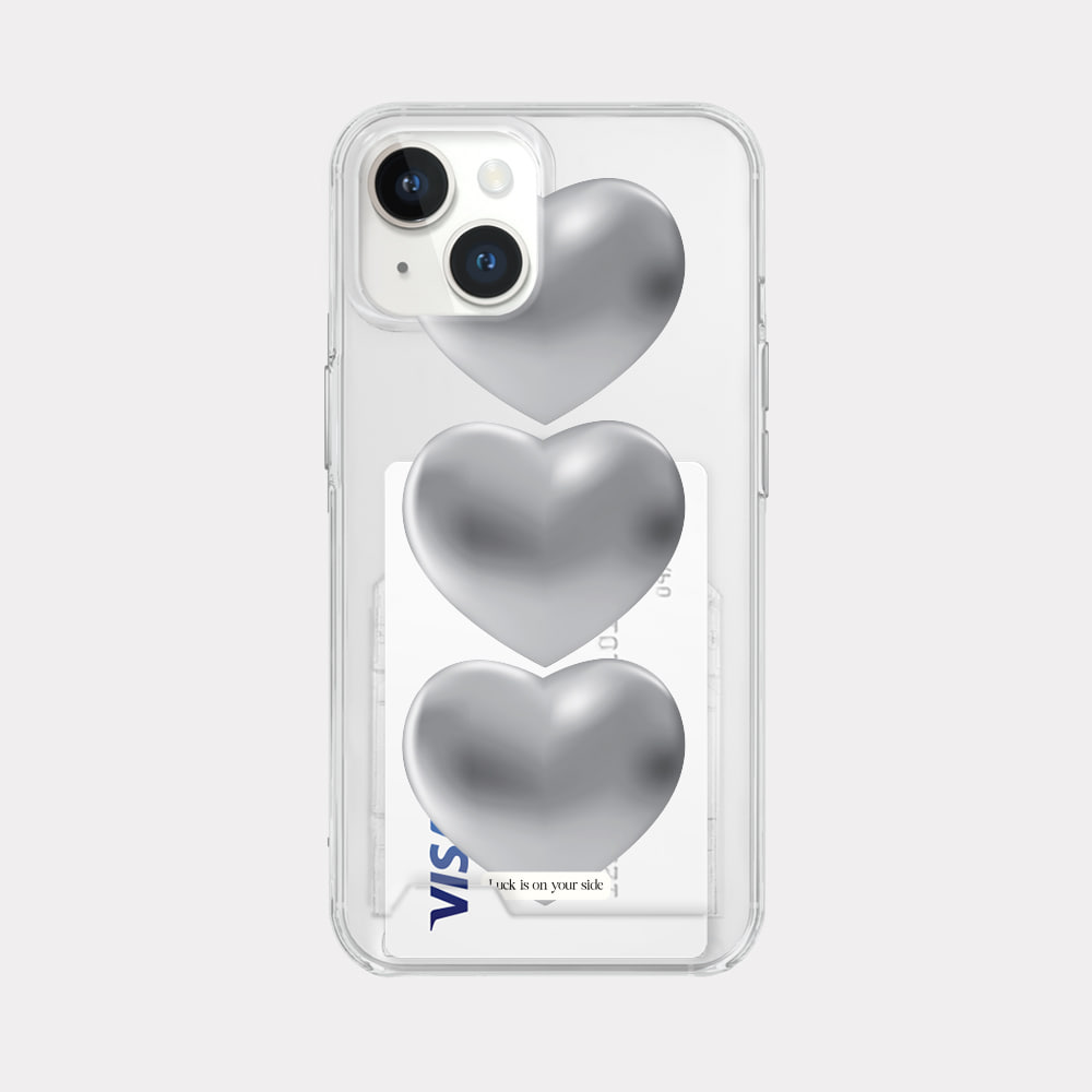 lucky heart design [clear card storage phone case]