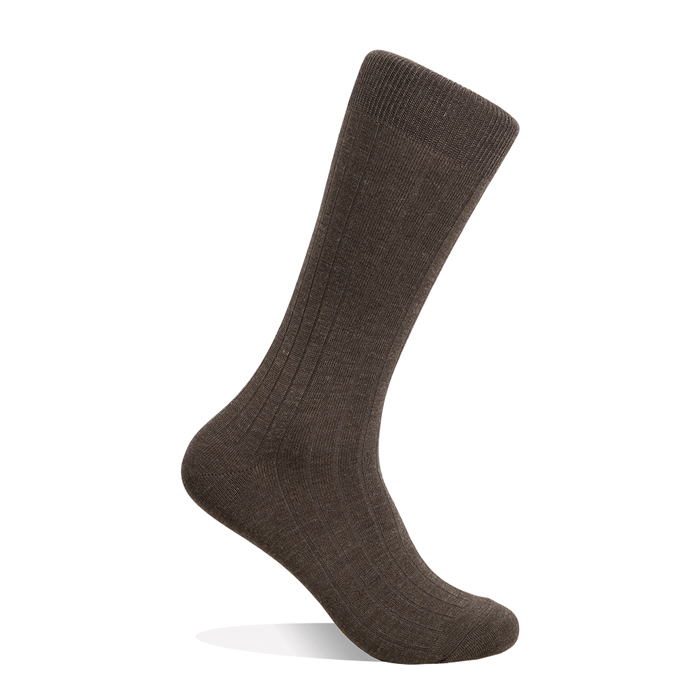 Wool Rib Socks - Brown