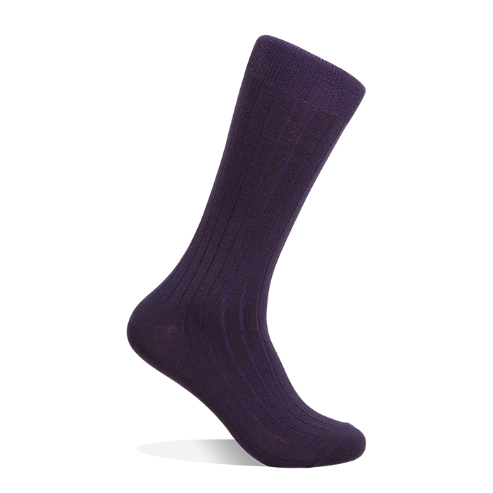 Wool Rib Socks - Purple