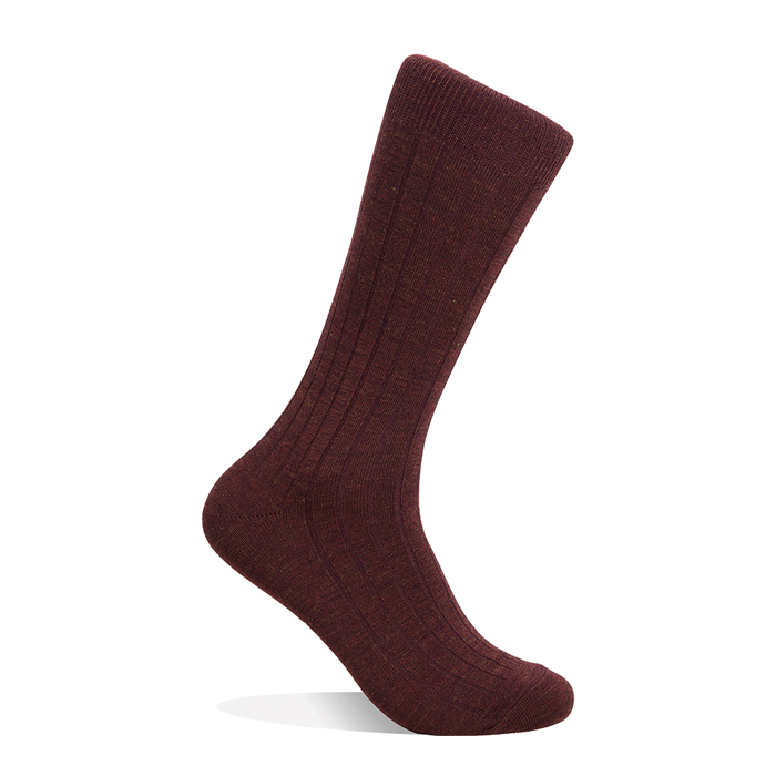 Wool Rib Socks - Burgundy