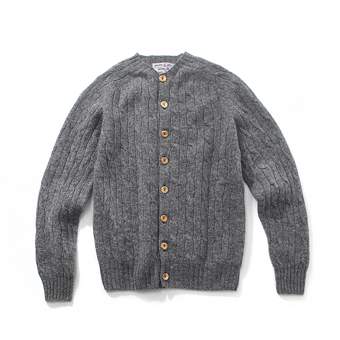 Shetland All-Over Cable Cardigan - Gray