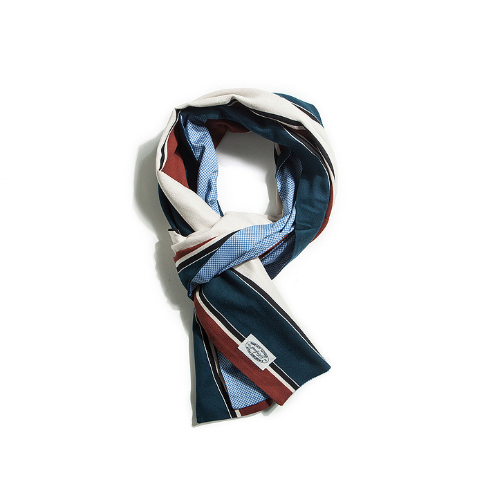 Striped Dotted Reversible Scarf - Blue