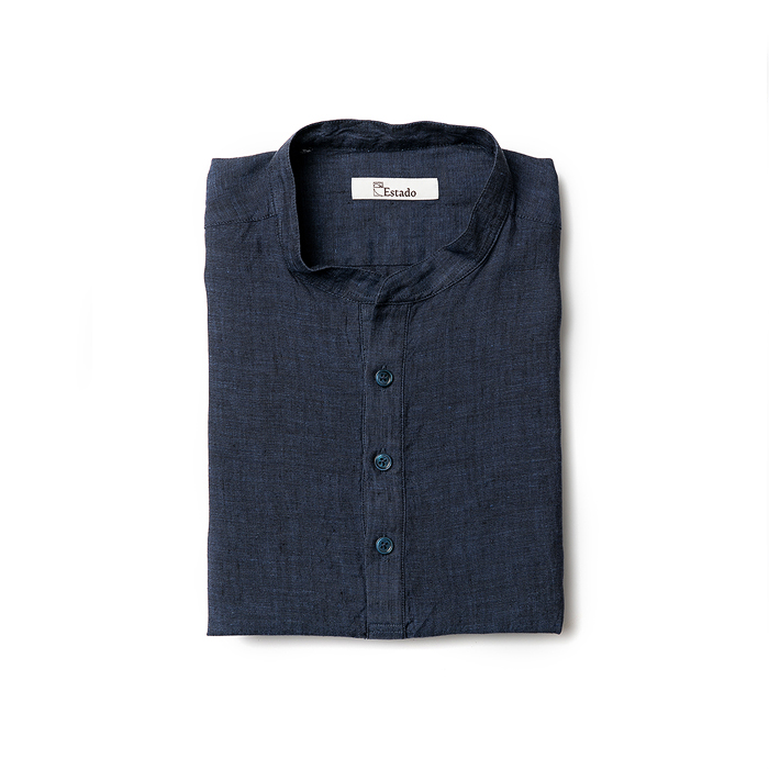 Henly Neck Linen shirts - Navy