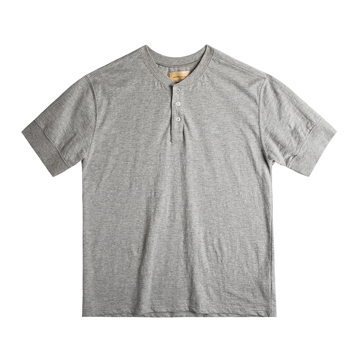 Cotton Slub Henley Neck T Shirts - Gray