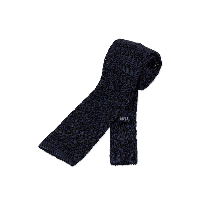 Zigzag Knitted Tie - Navy