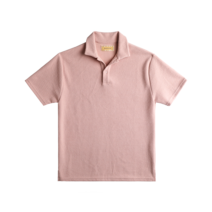 Pique Cotton Open Collar Polo Shirts - Pink