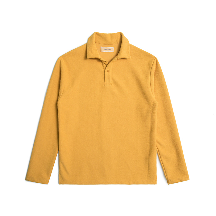 Open Collar Long Sleeve Polo Shirts - Mustard