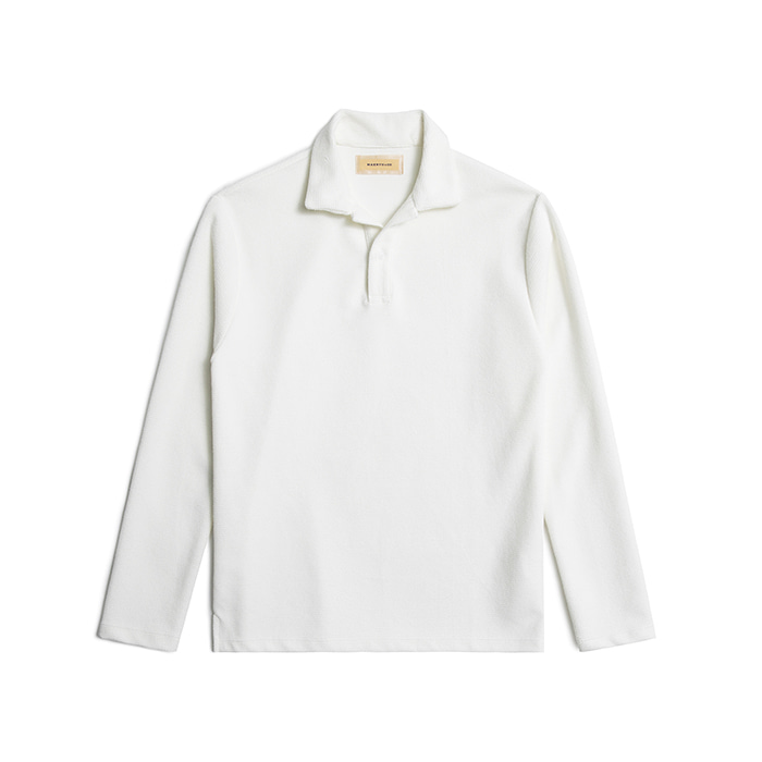 Open Collar Long Sleeve Polo Shirts - Ivory