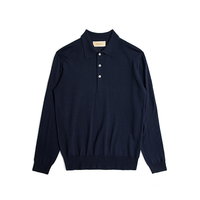 Extrafine Merino Wool Polo Shirt - Navy