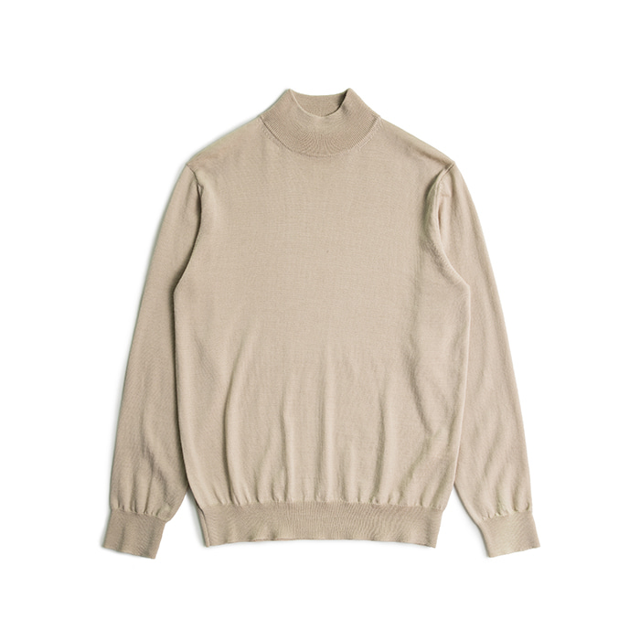 Extrafine Merino Wool Mockneck Sweater - Beige