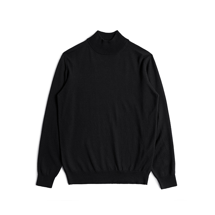 Extrafine Merino Wool Mockneck Sweater - Black