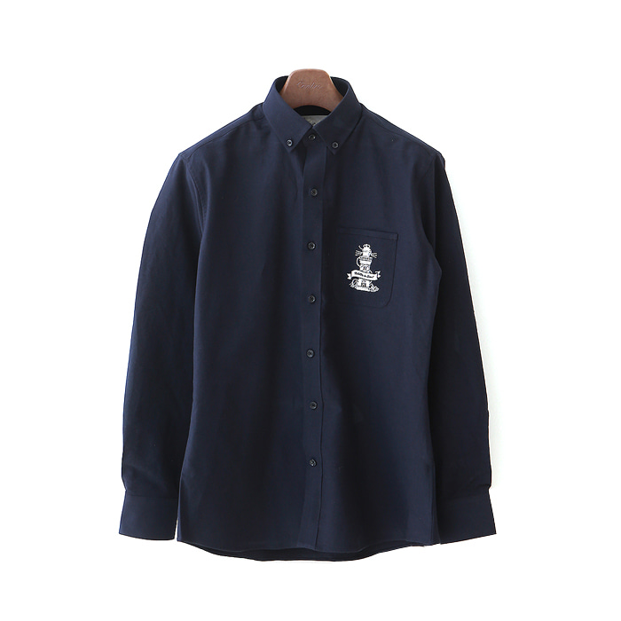 Lighthouse  Embroidered Oxford Shirt - Navy