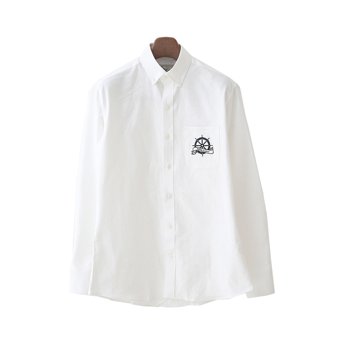 Rudder  Embroidered Oxford Shirt - White