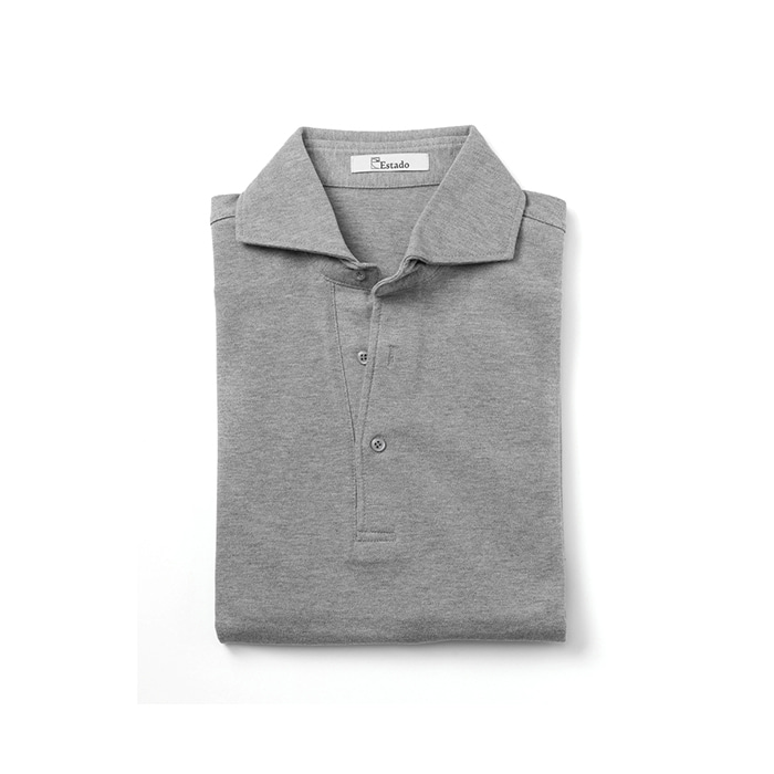 Wide Collar Pique Shirts - Gray