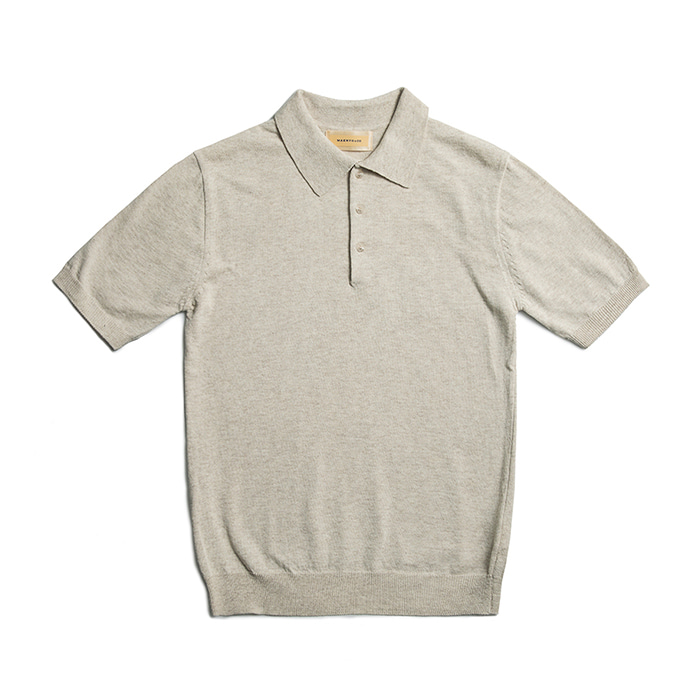 Cotton Knit Classic Polo Shirts - Beige