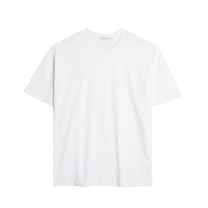 Crew Neck Drop Shoulder Tshirt  - White
