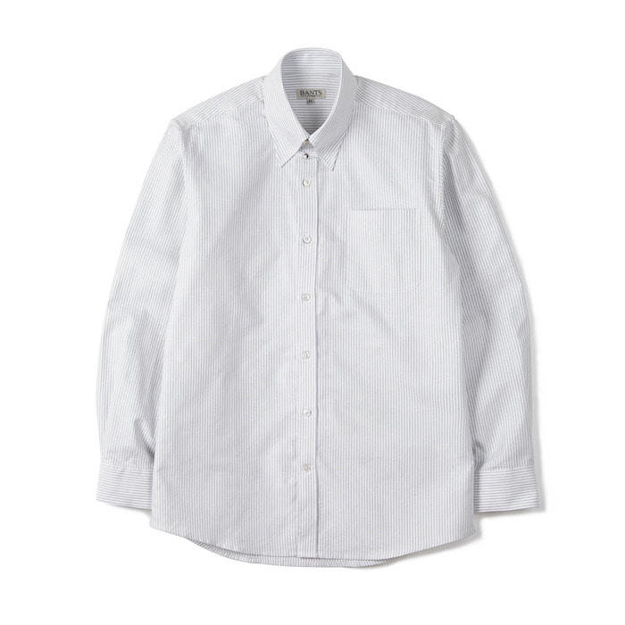 BTS Stripe Oxford Tab Collar Shirt - Grey
