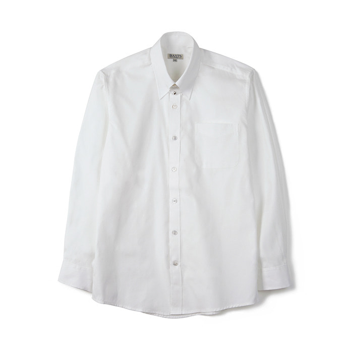 BTS Solid Oxford Tab Collar Shirt - White