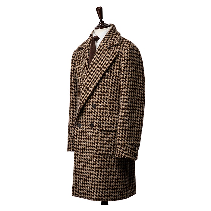 Lovat Houndtooth Polocoat  - Brown/Beige