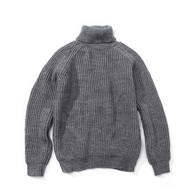 Fisherman Rib Roll Neck Sweater - Gray