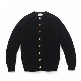 Shetland All-Over Cable Cardigan - Black