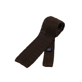 Zigzag Knitted Tie - Brown