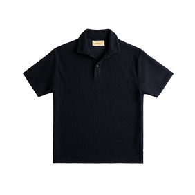 Pique Cotton Open Collar Polo Shirts - Navy